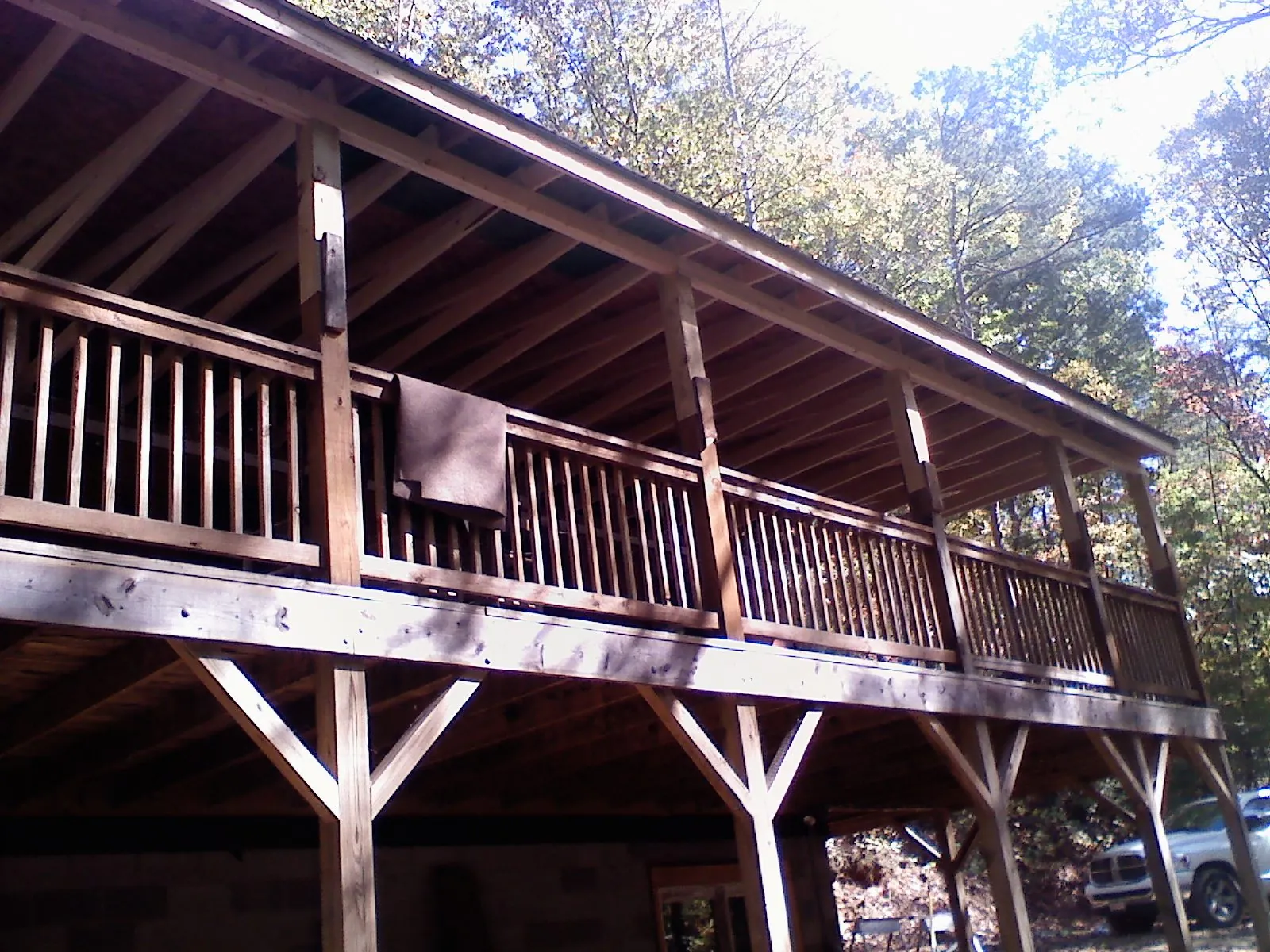 Timber framing under a new elevated porch and deck — Roof Leak Repair in Grasonville by Roofing Brothers