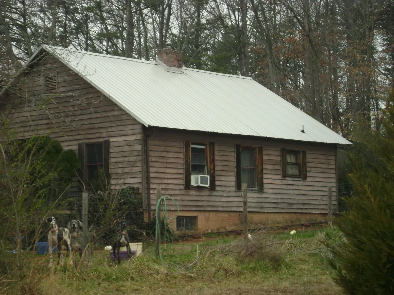 White metal roof on an old wood sided farmhouse, from a Metal Roof Installation job in Grasonville